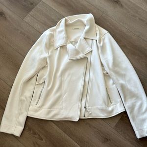 Cream jersey material zip up jacket